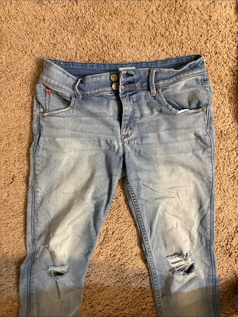 Hudson Jeans Light Blue Ripped Skinny Jeans